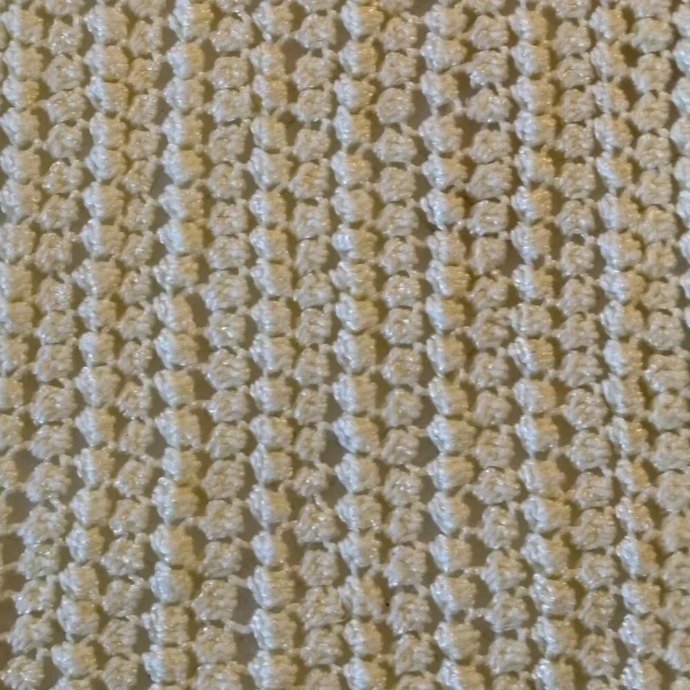 Vintage Handmade Crochet Baby Blanket Yellow White Soft Nursery Rectangle‎ Retro
